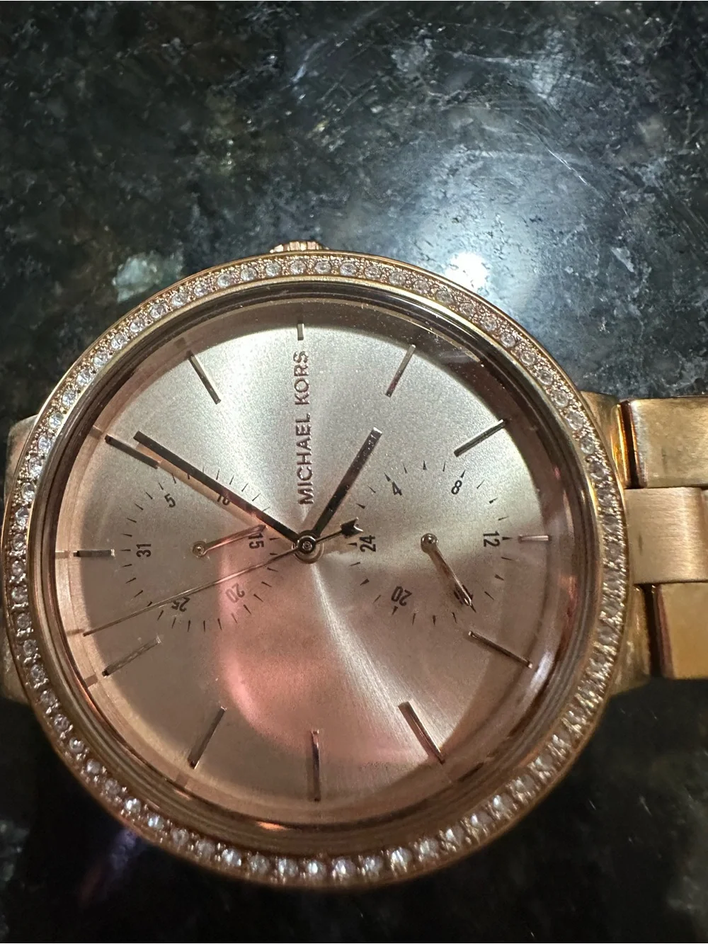 Michael Kors Rose Gold Tone Crystal-Trim Bracelet Watch $30